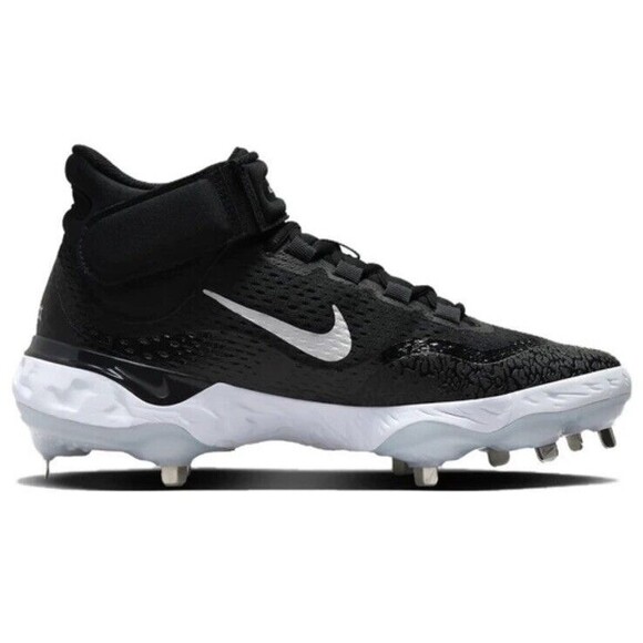 Size 12.5 Nike Mens Cleats Alpha Huarache Elite 4 Mid Black Baseball DJ6520-001 - Picture 2 of 6